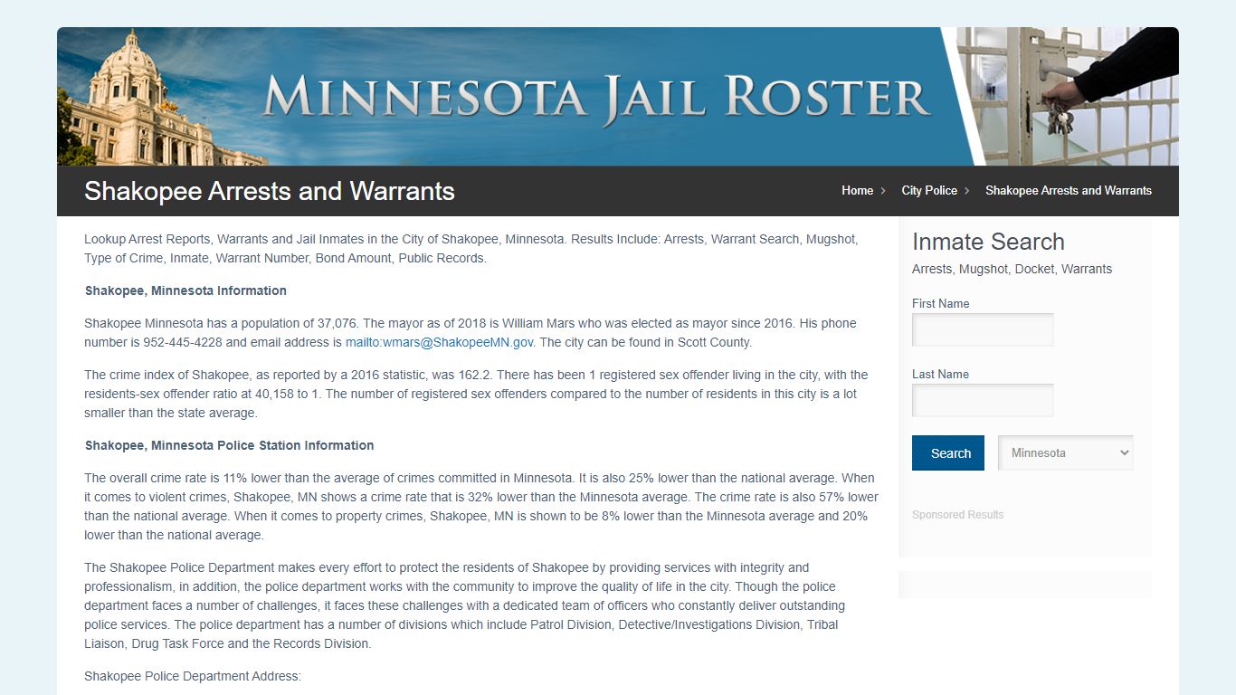 Shakopee Arrests and Warrants | Jail Roster Search